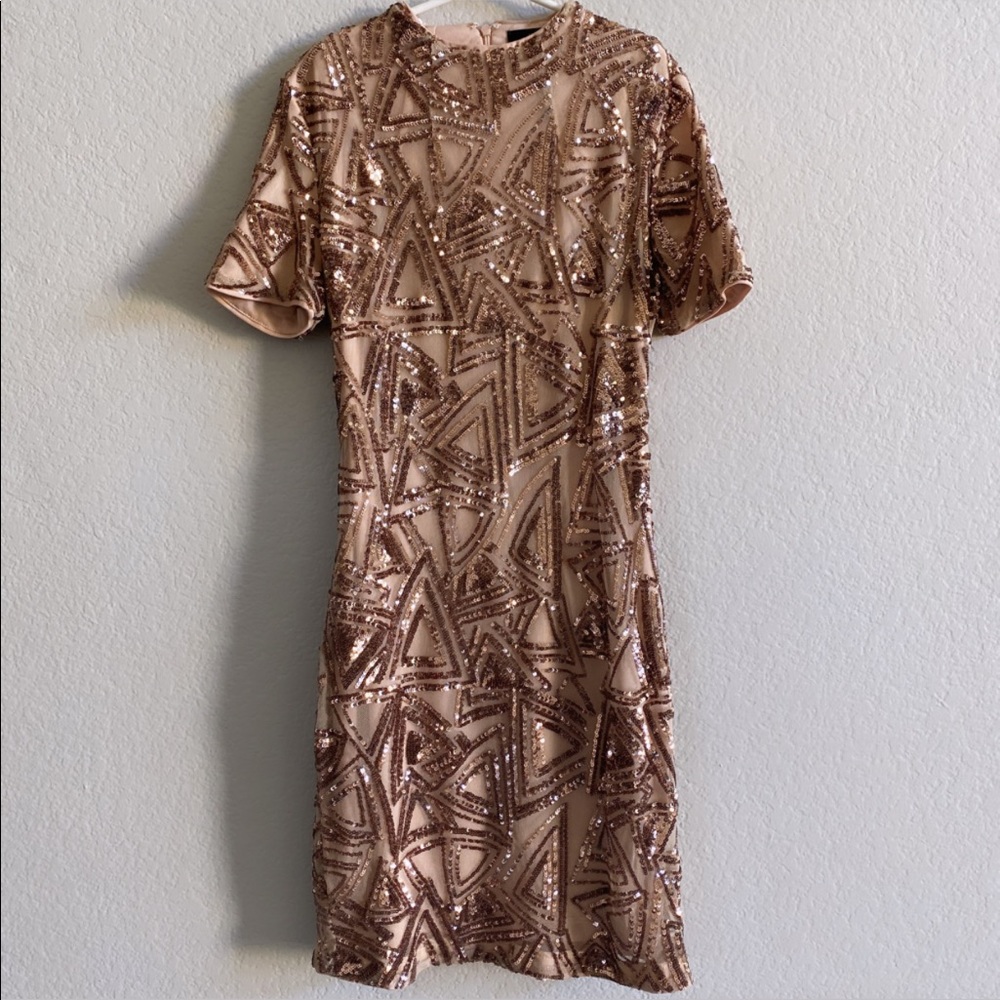 Forever 21 Beaded Triangle Champagne Party Dress